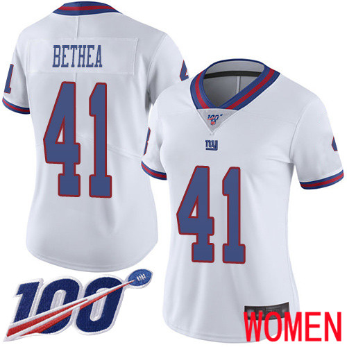Women New York Giants #41 Antoine Bethea Limited White Rush Vapor Untouchable 100th Season Football NFL Jersey->new york giants->NFL Jersey
